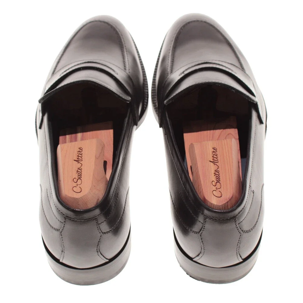 Di Bianco NWB Slip On Penny Loafers Size 7.5 US in Black Leather Made in Italy